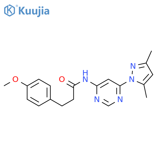 N-6-(3,5-dimethyl-1H-pyrazol-1-yl)pyrimidin-4-yl-3-(4-methoxyphenyl)propanamide structure