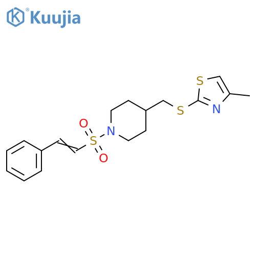 4-{[(4-methyl-1,3-thiazol-2-yl)sulfanyl]methyl}-1-[(E)-2-phenylethenesulfonyl]piperidine structure