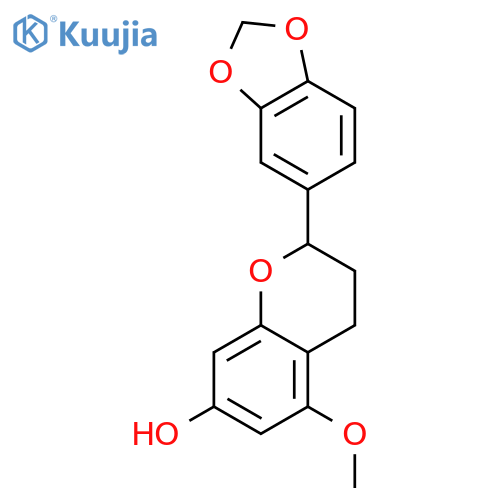 (2S)-3',4'-methylenedioxy-5-methoxy-7-hydroxyflavan structure