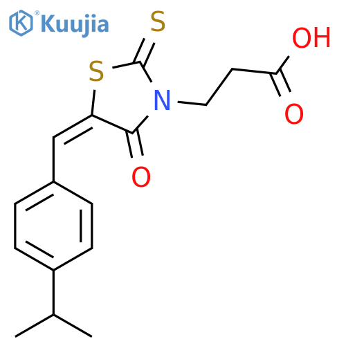 3-(5E)-4-oxo-5-{4-(propan-2-yl)phenylmethylidene}-2-sulfanylidene-1,3-thiazolidin-3-ylpropanoic acid structure