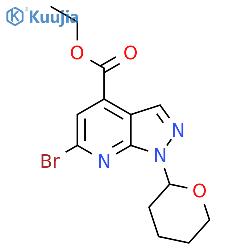 ethyl 6-bromo-1-(tetrahydro-2H-pyran-2-yl)-1H-pyrazolo[3,4-b]pyridine-4-carboxylate structure