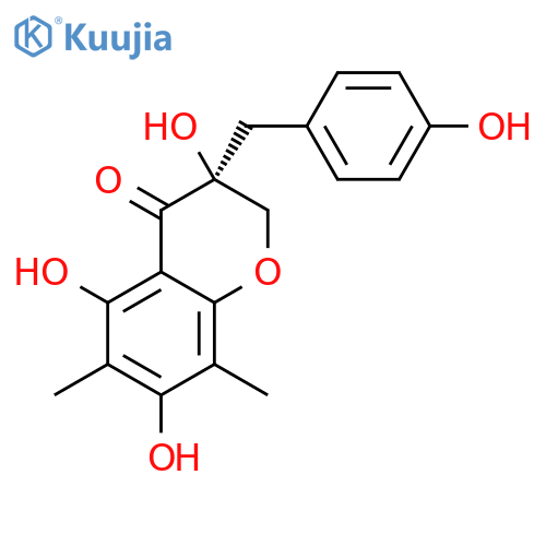 (3S)-3,5,7-trihydroxyl-6,8-dimethyl-3-(4'-hydroxylbenzyl)chroman-4-one structure
