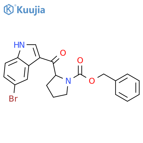 R-3-(N-Benzyloxycarbonylpyrrolidin-2-ylcarbonyl)-5-bromo-1H-indole structure