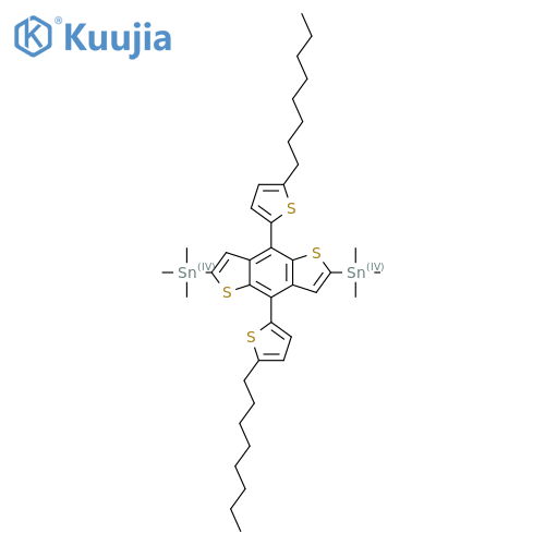 (4,8-Bis(5-octylthiophen-2-yl)benzo[1,2-b:4,5-b']dithiophene-2,6-diyl)bis(trimethylstannane) structure
