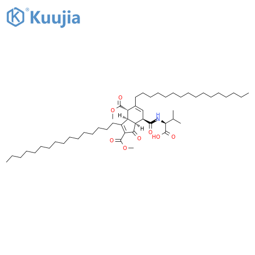 1H-Indene-2,4-dicarboxylicacid,7-[[[(1S)-1-carboxy-2-methylpropyl]amino]carbonyl]-3,5-dihexadecyl-3a,4,7,7a-tetrahydro-1-oxo-,2,4-dimethyl ester, (3aR,4S,7R,7aS)- (9CI) structure