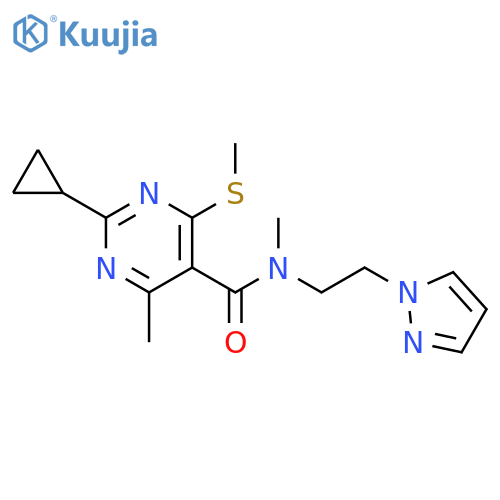 2-Cyclopropyl-N,4-dimethyl-6-(methylthio)-N-[2-(1H-pyrazol-1-yl)ethyl]-5-pyrimidinecarboxamide structure