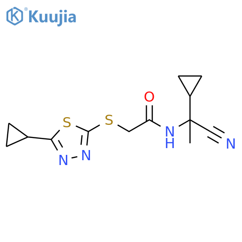 N-(1-cyano-1-cyclopropylethyl)-2-(5-cyclopropyl-1,3,4-thiadiazol-2-yl)sulfanylacetamide structure