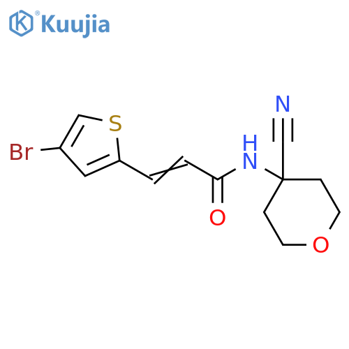 3-(4-bromothiophen-2-yl)-N-(4-cyanooxan-4-yl)prop-2-enamide structure