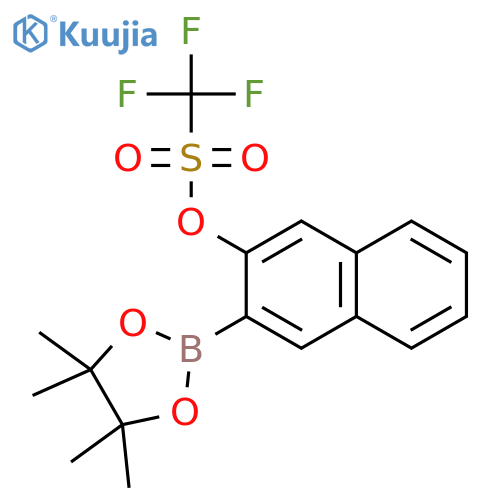 Methanesulfonic acid, 1,1,1-trifluoro-, 3-(4,4,5,5-tetramethyl-1,3,2-dioxaborolan-2-yl)-2-naphthalenyl ester structure