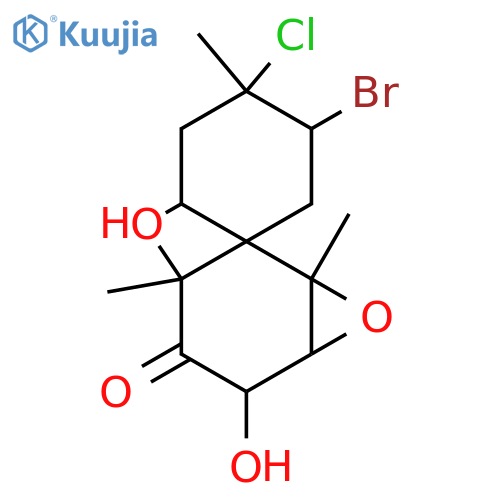 4-Bromo-3-chloro-7,8-epoxy-1,9-dihydroxy-10-chamigranone; (1R,3S,4S,6R,7S,8R,9S)-form structure