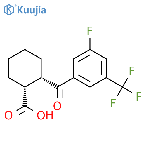 cis-2-[3-Fluoro-5-(trifluoromethyl)benzoyl]cyclohexane-1-carboxylic acid structure