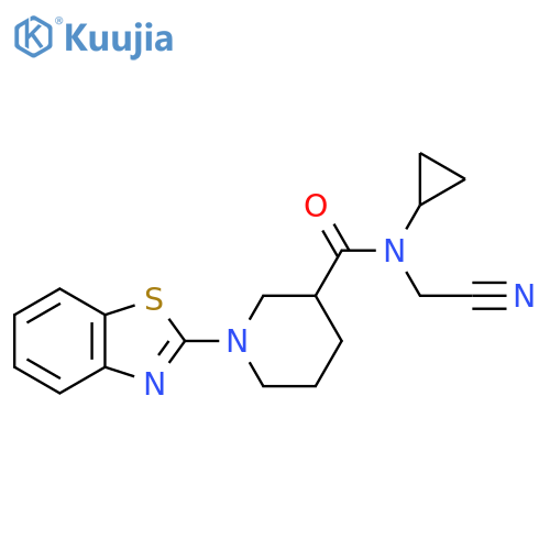 1-(1,3-benzothiazol-2-yl)-N-(cyanomethyl)-N-cyclopropylpiperidine-3-carboxamide structure