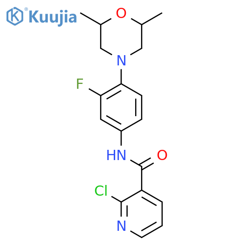 2-chloro-N-[4-(2,6-dimethylmorpholin-4-yl)-3-fluorophenyl]pyridine-3-carboxamide structure