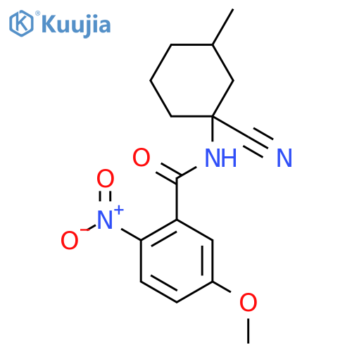 N-(1-cyano-3-methylcyclohexyl)-5-methoxy-2-nitrobenzamide structure