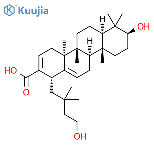 2-Chrysenecarboxylic acid, 1,4,4a,4b,5,6,6a,7,8,9,10,10a,10b,11-tetradecahydro-8-hydroxy-1-(4-hydroxy-2,2-dimethylbutyl)-4a,4b,7,7,10a-pentamethyl-, (1S,4aS,4bR,6aR,8S,10aR,10bR)- structure