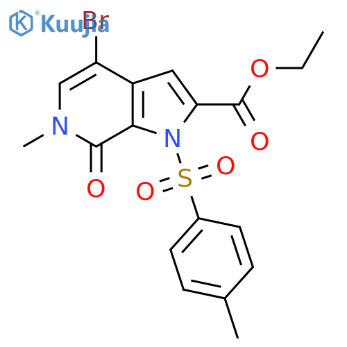 ethyl 4-bromo-6-methyl-7-oxo-1-(p-tolylsulfonyl)pyrrolo[2,3-c]pyridine-2-carboxylate structure