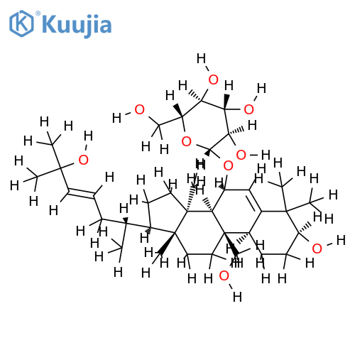 (3beta,7beta,23E)-cucurbita-5,23-diene-3,7,19,25-tetrol 7-beta-D-glucopyranoside structure