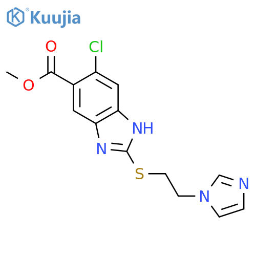 Methyl 2-((2-(1H-imidazol-1-yl)ethyl)thio)-6-chloro-1H-benzo[d]imidazole-5-carboxylate structure
