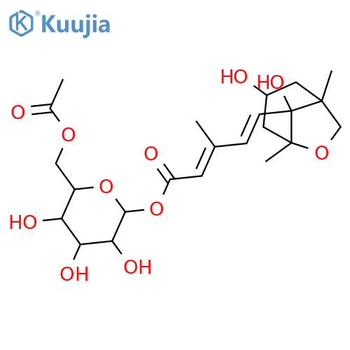 5,13-Epoxy-3,6-dihydroxycyclofarnesa-7,9-dien-11-oic acid; (3S,5R,6S,7E,9Z)-form, 11-O-(6-O-Acetyl-β-D-glucopyranosyl) ester structure