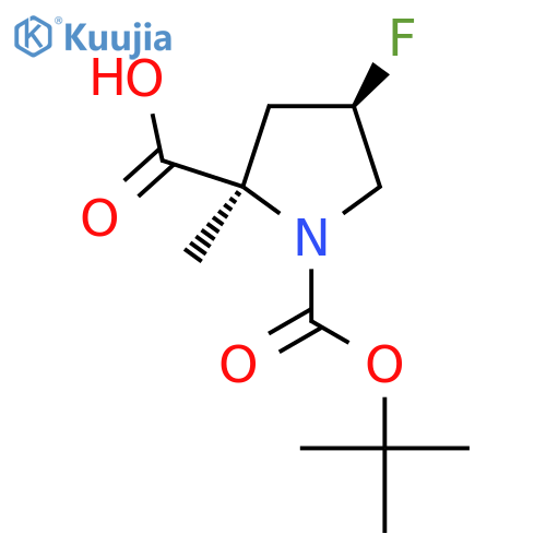 (2R,4R)-1-tert-butoxycarbonyl-4-fluoro-2-methyl-pyrrolidine-2-carboxylic acid structure