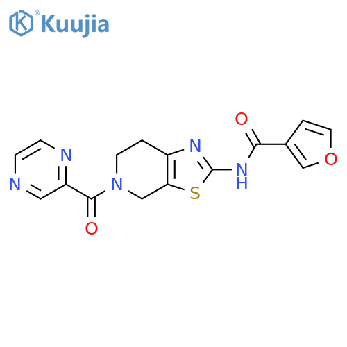 N-5-(pyrazine-2-carbonyl)-4H,5H,6H,7H-1,3thiazolo5,4-cpyridin-2-ylfuran-3-carboxamide structure