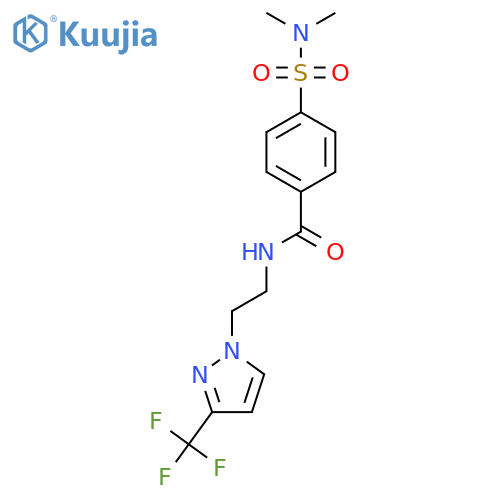 4-(dimethylsulfamoyl)-N-{2-3-(trifluoromethyl)-1H-pyrazol-1-ylethyl}benzamide structure