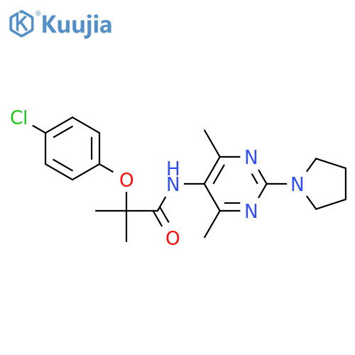 2-(4-chlorophenoxy)-N-4,6-dimethyl-2-(pyrrolidin-1-yl)pyrimidin-5-yl-2-methylpropanamide structure