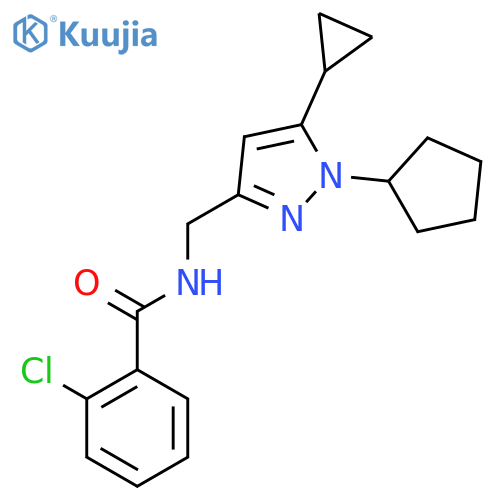 2-chloro-N-(1-cyclopentyl-5-cyclopropyl-1H-pyrazol-3-yl)methylbenzamide structure