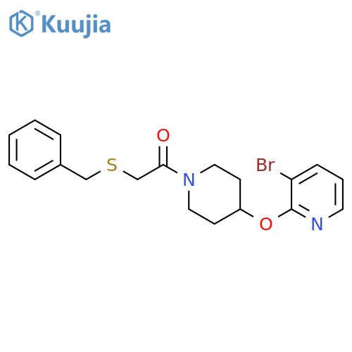 2-(benzylsulfanyl)-1-{4-[(3-bromopyridin-2-yl)oxy]piperidin-1-yl}ethan-1-one structure
