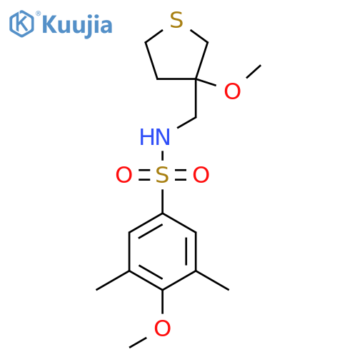 4-methoxy-N-(3-methoxythiolan-3-yl)methyl-3,5-dimethylbenzene-1-sulfonamide structure