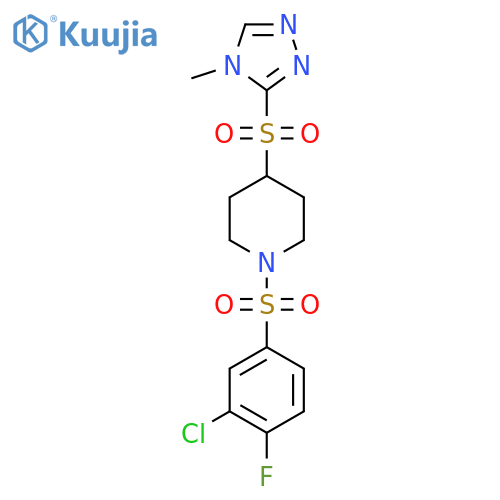 1-(3-chloro-4-fluorobenzenesulfonyl)-4-(4-methyl-4H-1,2,4-triazol-3-yl)sulfonylpiperidine structure