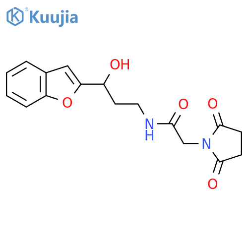 N-3-(1-benzofuran-2-yl)-3-hydroxypropyl-2-(2,5-dioxopyrrolidin-1-yl)acetamide structure
