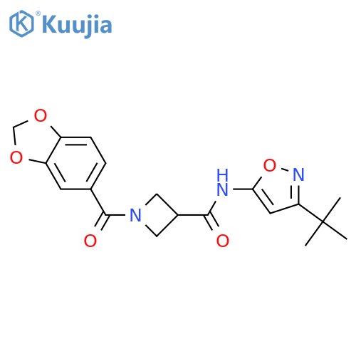 1-(2H-1,3-benzodioxole-5-carbonyl)-N-(3-tert-butyl-1,2-oxazol-5-yl)azetidine-3-carboxamide structure