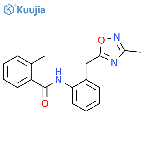 2-methyl-N-{2-[(3-methyl-1,2,4-oxadiazol-5-yl)methyl]phenyl}benzamide structure