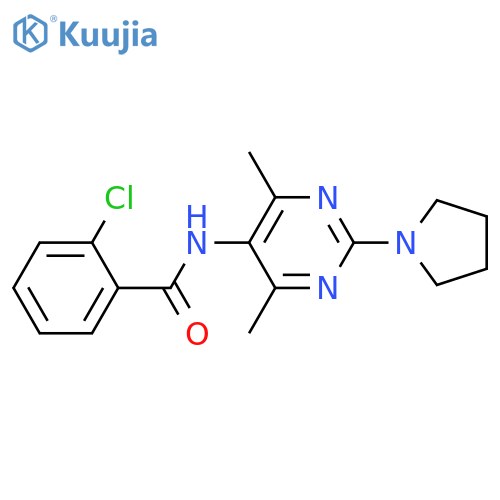 2-chloro-N-4,6-dimethyl-2-(pyrrolidin-1-yl)pyrimidin-5-ylbenzamide structure