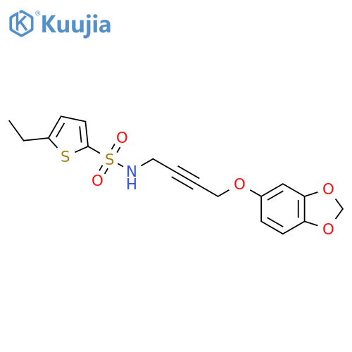N-4-(2H-1,3-benzodioxol-5-yloxy)but-2-yn-1-yl-5-ethylthiophene-2-sulfonamide structure