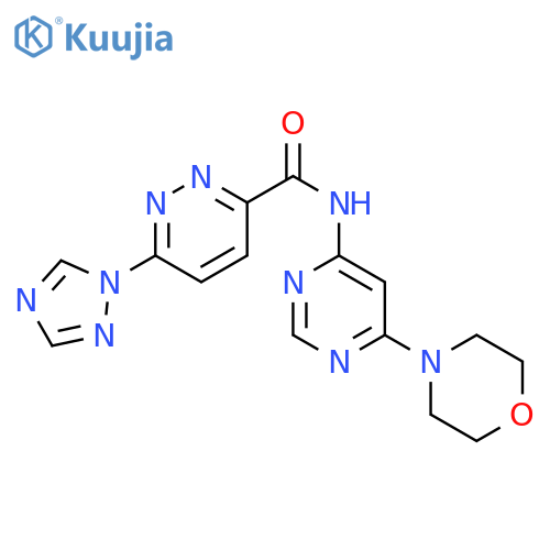 N-[6-(morpholin-4-yl)pyrimidin-4-yl]-6-(1H-1,2,4-triazol-1-yl)pyridazine-3-carboxamide structure