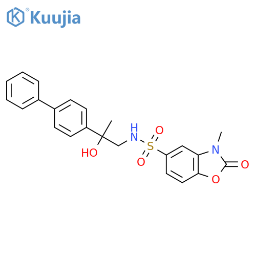 N-(2-{1,1'-biphenyl-4-yl}-2-hydroxypropyl)-3-methyl-2-oxo-2,3-dihydro-1,3-benzoxazole-5-sulfonamide structure
