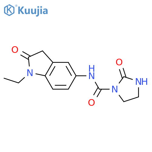 N-(1-ethyl-2-oxo-2,3-dihydro-1H-indol-5-yl)-2-oxoimidazolidine-1-carboxamide structure