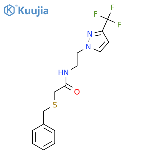 2-(benzylsulfanyl)-N-{2-3-(trifluoromethyl)-1H-pyrazol-1-ylethyl}acetamide structure