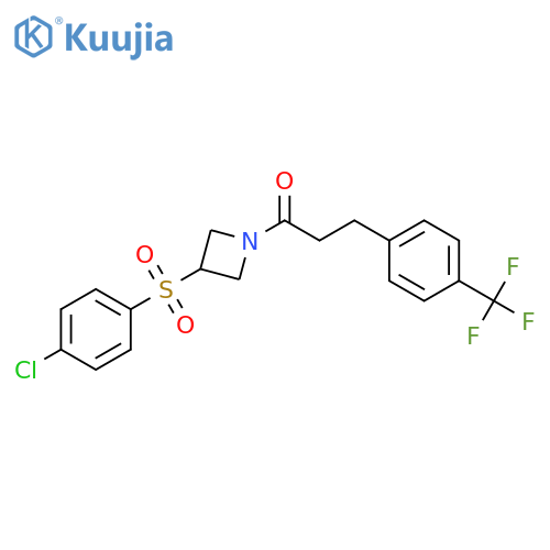 1-3-(4-chlorobenzenesulfonyl)azetidin-1-yl-3-4-(trifluoromethyl)phenylpropan-1-one structure