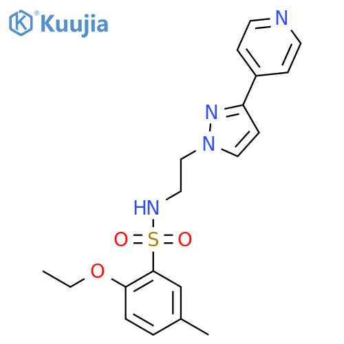 2-ethoxy-5-methyl-N-{2-3-(pyridin-4-yl)-1H-pyrazol-1-ylethyl}benzene-1-sulfonamide structure