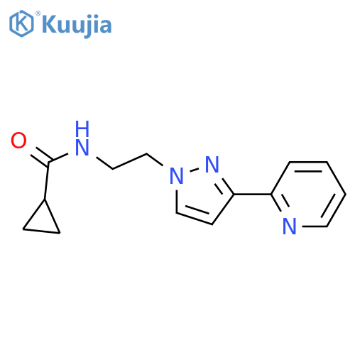 N-{2-3-(pyridin-2-yl)-1H-pyrazol-1-ylethyl}cyclopropanecarboxamide structure