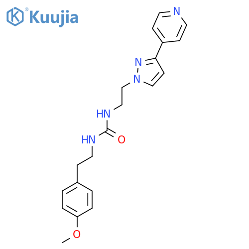1-2-(4-methoxyphenyl)ethyl-3-{2-3-(pyridin-4-yl)-1H-pyrazol-1-ylethyl}urea structure