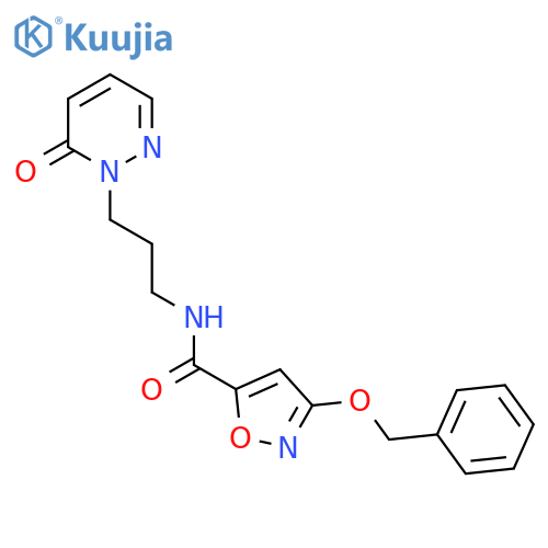 3-(benzyloxy)-N-3-(6-oxo-1,6-dihydropyridazin-1-yl)propyl-1,2-oxazole-5-carboxamide structure