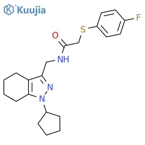 N-(1-cyclopentyl-4,5,6,7-tetrahydro-1H-indazol-3-yl)methyl-2-(4-fluorophenyl)sulfanylacetamide structure