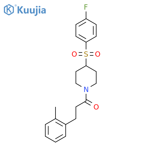 1-[4-(4-fluorobenzenesulfonyl)piperidin-1-yl]-3-(2-methylphenyl)propan-1-one structure