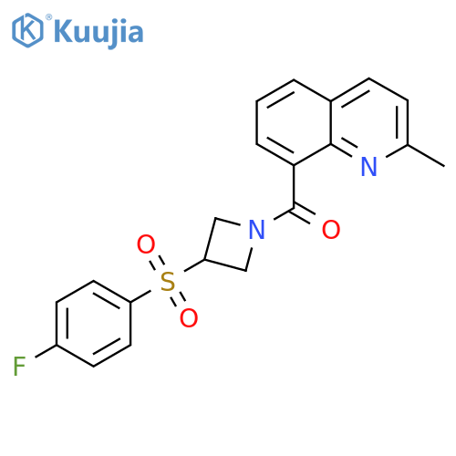 8-[3-(4-fluorobenzenesulfonyl)azetidine-1-carbonyl]-2-methylquinoline structure
