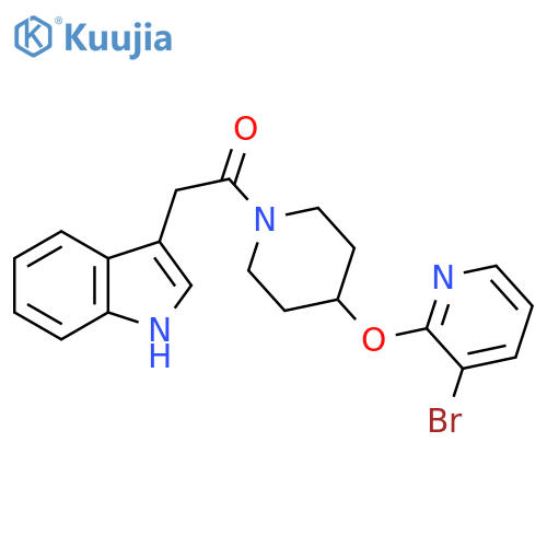 1-{4-[(3-bromopyridin-2-yl)oxy]piperidin-1-yl}-2-(1H-indol-3-yl)ethan-1-one structure