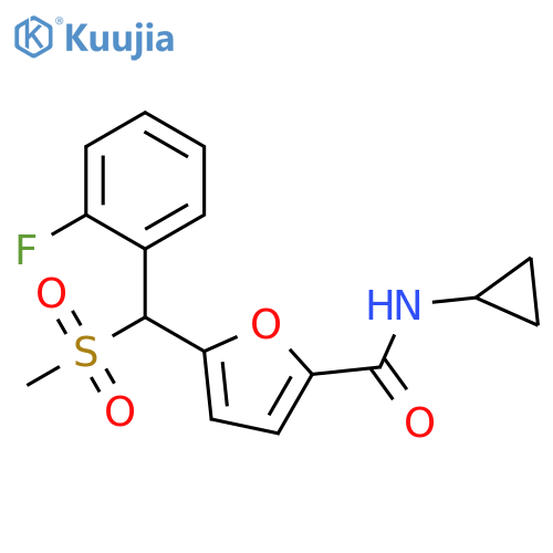 N-cyclopropyl-5-[(2-fluorophenyl)methylsulfonylmethyl]furan-2-carboxamide structure
